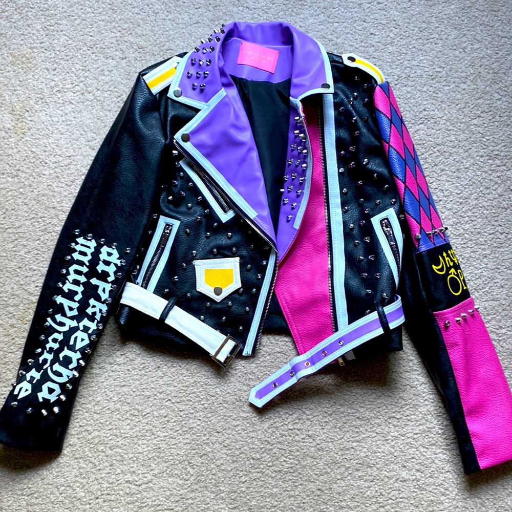 Stylish Black and Pink Studded Women's Jacket